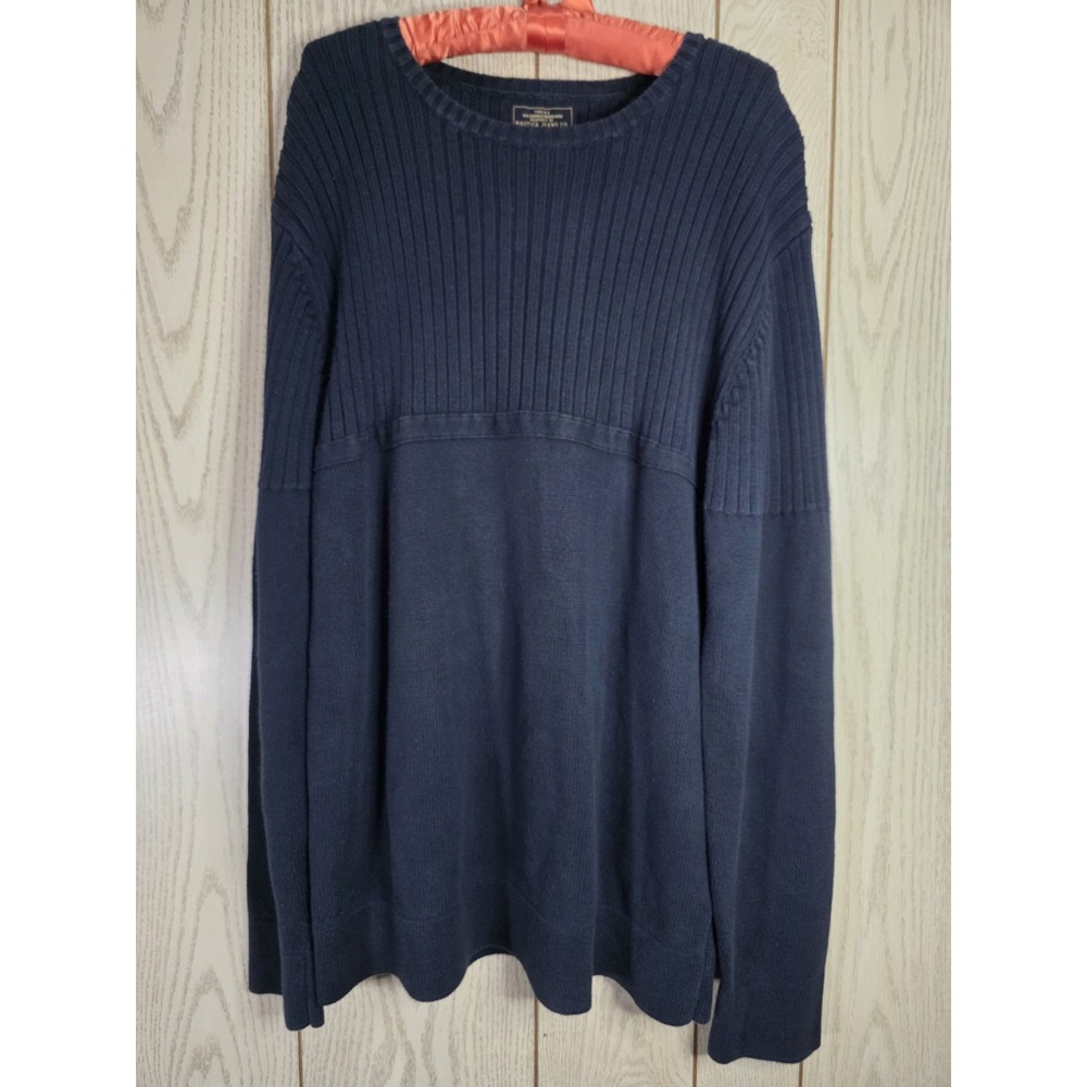 Vintage 90s Nautica Jeans Co Ribbed Sweater Navy Blue Cotton Type N-3 XXL